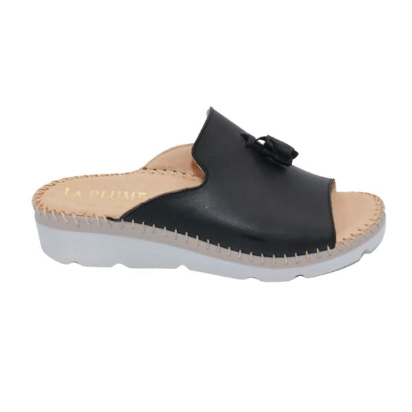 La Plume Tassle Women Slides Black