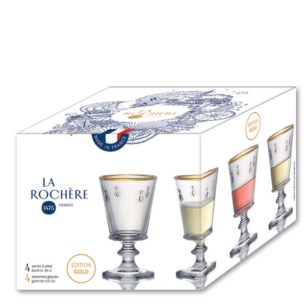 La Rochère Limited Edition Gold Bee Wine Glasses Set-4