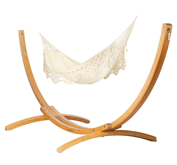 la siesta Elipso Brazil Latte - Organic Cotton Hammock with FSC® certified Larch Stand