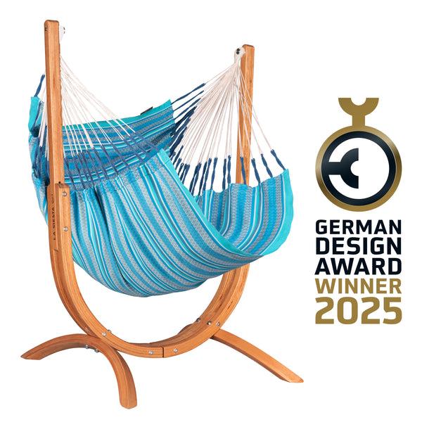 la siesta Udine Organic Azure - Organic Cotton Hammock Chair with FSC® certified Eucalyptus Stand