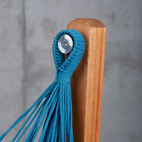 La Siesta Udine Organic Blue Zebra - Organic Cotton Hammock Chair With FSC® Certified Eucalyptus Stand