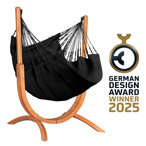 la siesta Udine Organic Onyx - Organic Cotton Hammock Chair with FSC® certified Eucalyptus Stand