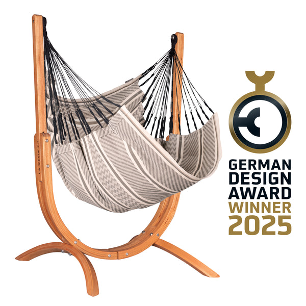 la siesta Udine Organic Zebra - Organic Cotton Hammock Chair with FSC® certified Eucalyptus Stand
