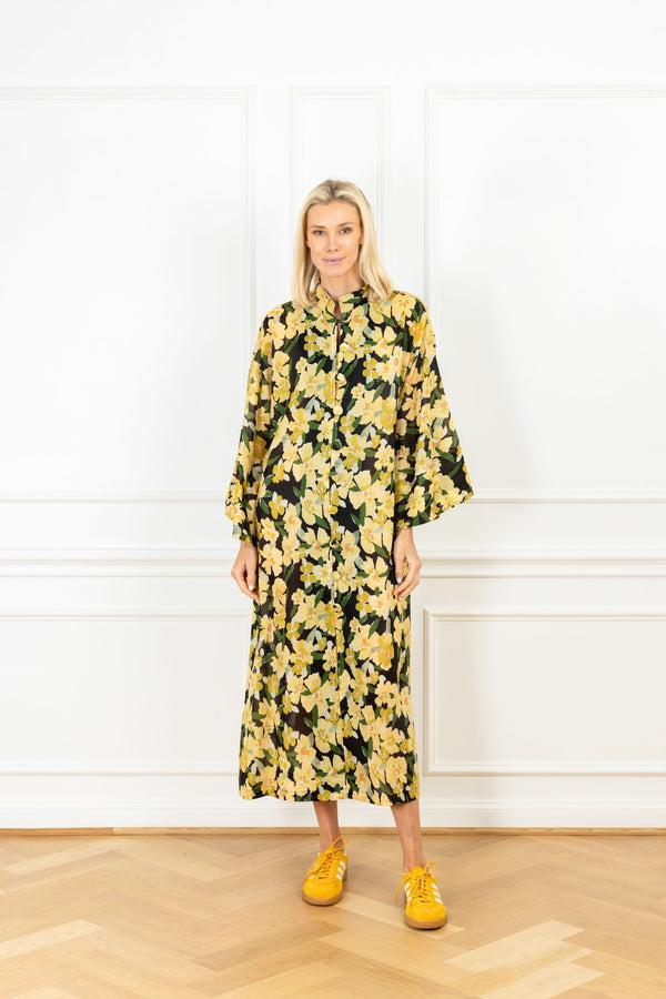 la vie Jasmine Florals Cotton Maxi Open Front Caftan