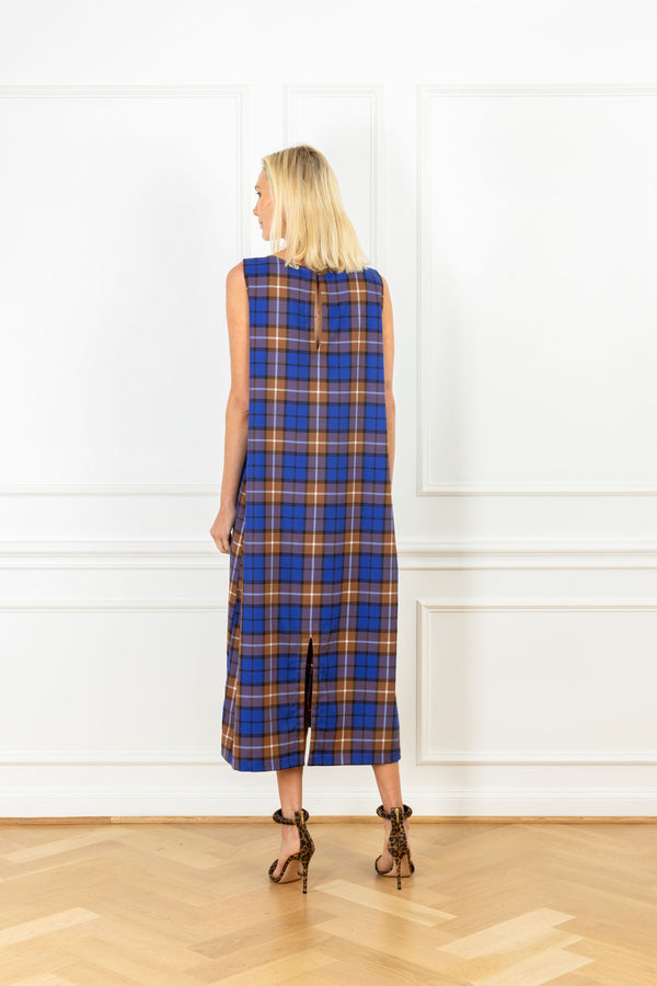 La Vie Autumn Plaid Embellished Maxi A-Line Dress