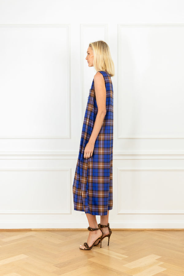 La Vie Autumn Plaid Embellished Maxi A-Line Dress