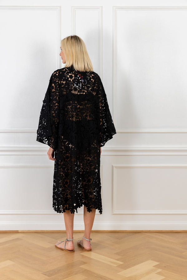 La Vie Black La Vie Lace Maxi Caftan