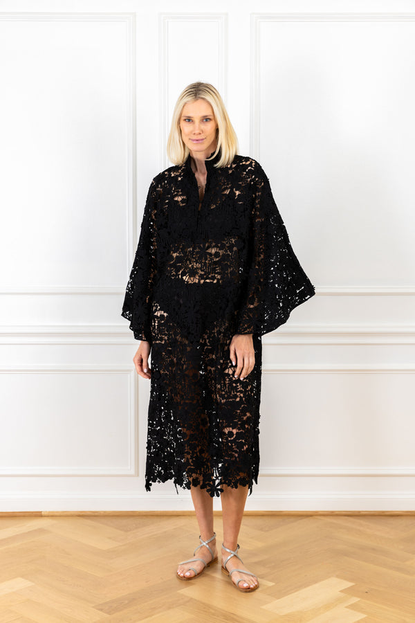 la vie Black La Vie Lace Maxi Caftan