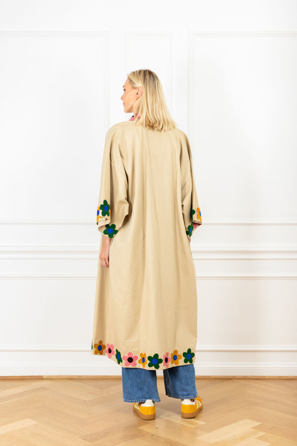 La Vie Camel Cotton Patch Maxi Duster