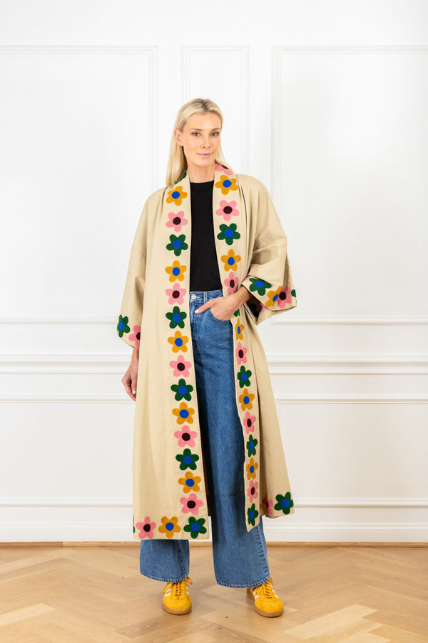 la vie Camel Cotton Patch Maxi Duster