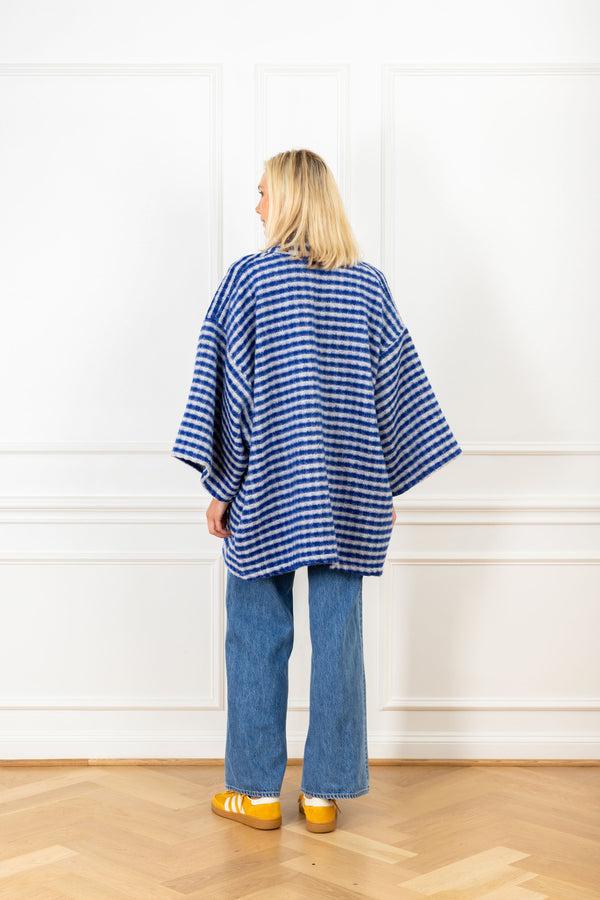La Vie Cobalt Wool Stripes Mini Duster