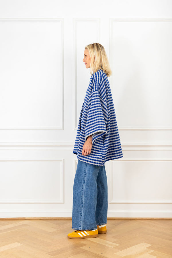 La Vie Cobalt Wool Stripes Mini Duster