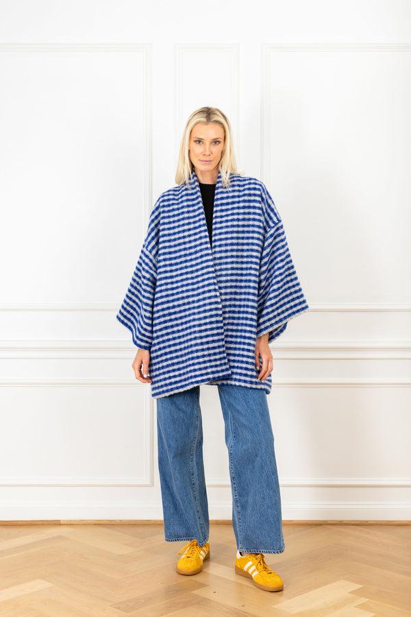 la vie Cobalt Wool Stripes Mini Duster