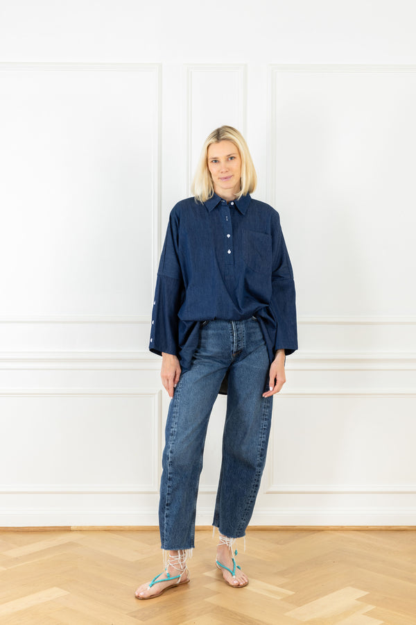 la vie Dark Chambray Denim Boyfriend Shirt