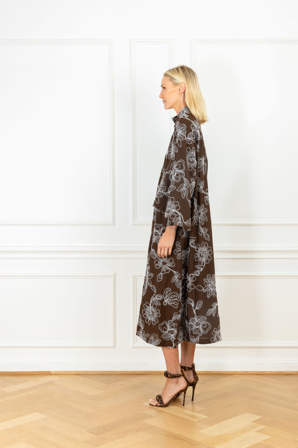 La Vie Flossy Florals Cotton Maxi Caftan
