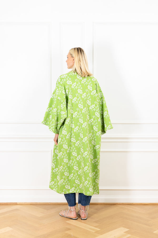 La Vie Green Ivory Woven Maxi Duster