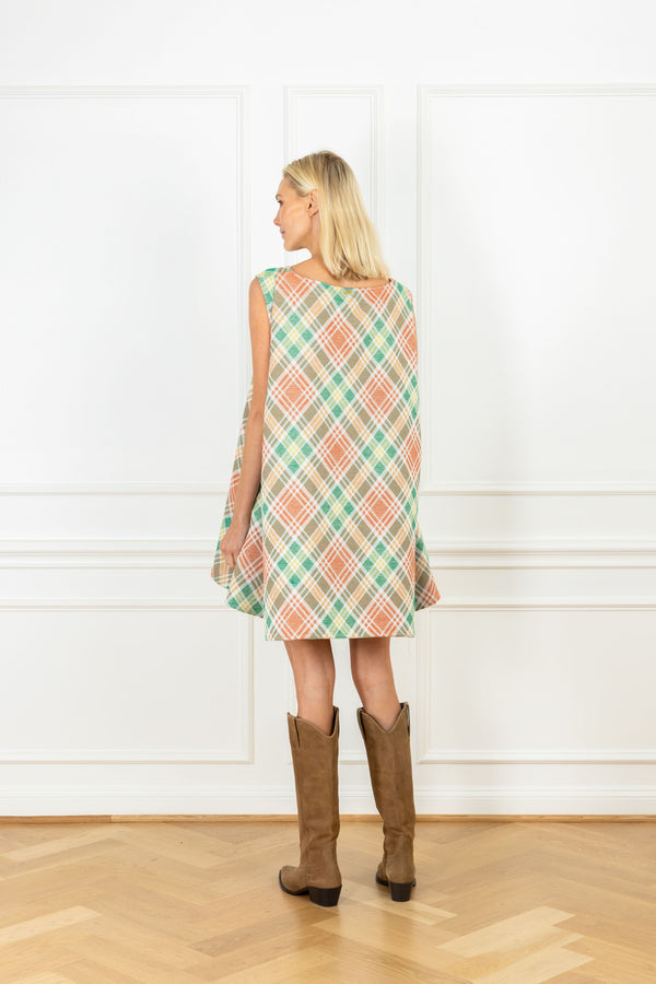 La Vie Harvest Hues Plaid Pleat Dress