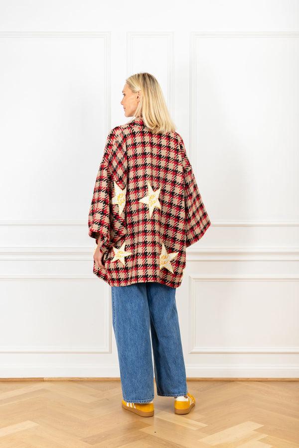 La Vie Houndstooth Wool Patch Mini Duster