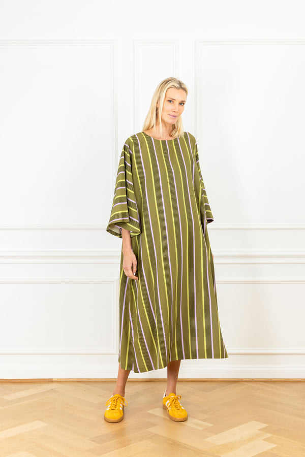 la vie Olive Stripe Maxi Lounge Dress