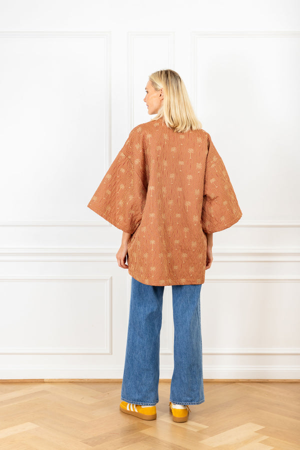 La Vie Palm Embroidery Quilted Mini Duster