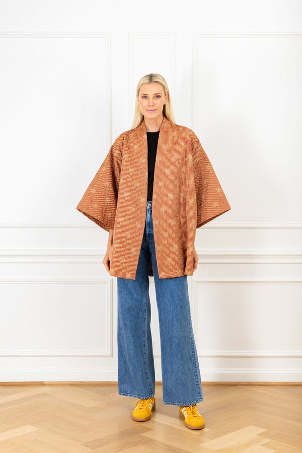 la vie Palm Embroidery Quilted Mini Duster