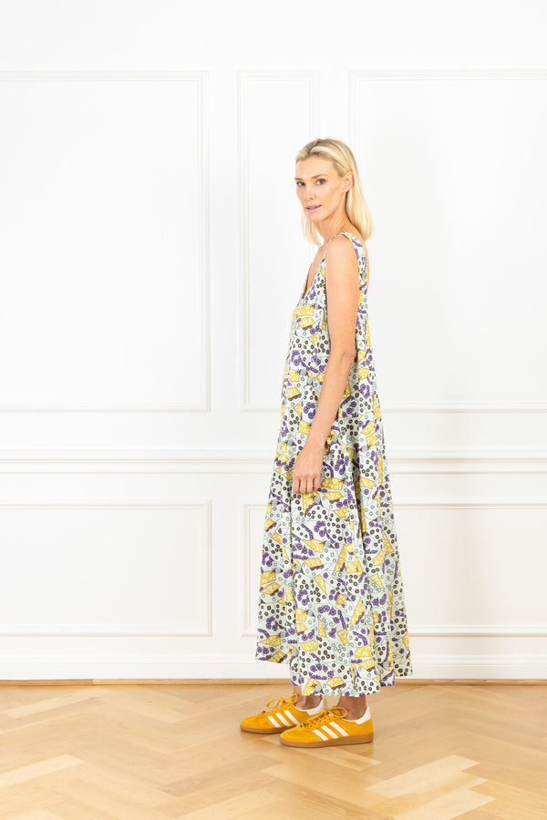 La Vie Purple Mini Florals Maxi Swing Dress