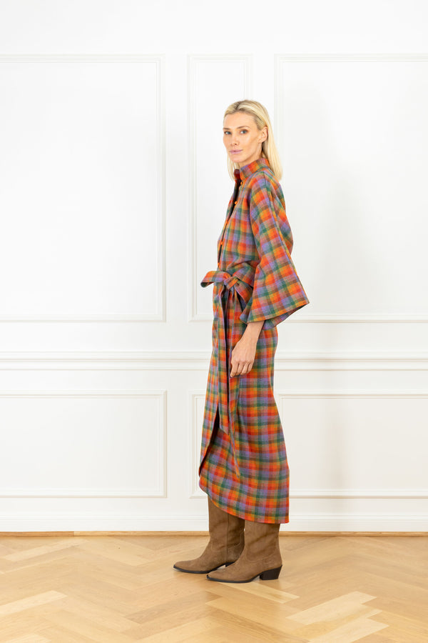 La Vie Rainbow Check Woven Cropped Jacket
