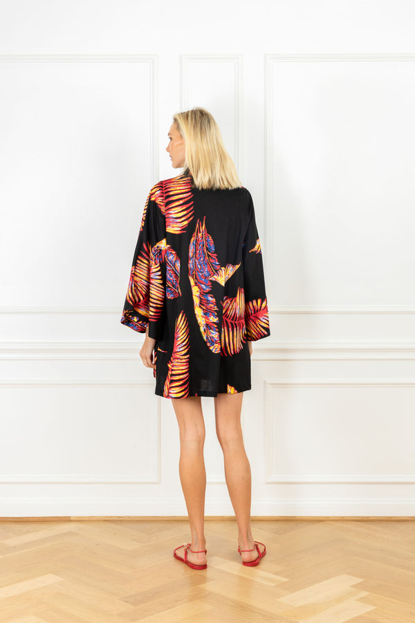 La Vie Red Feather Mini Caftan