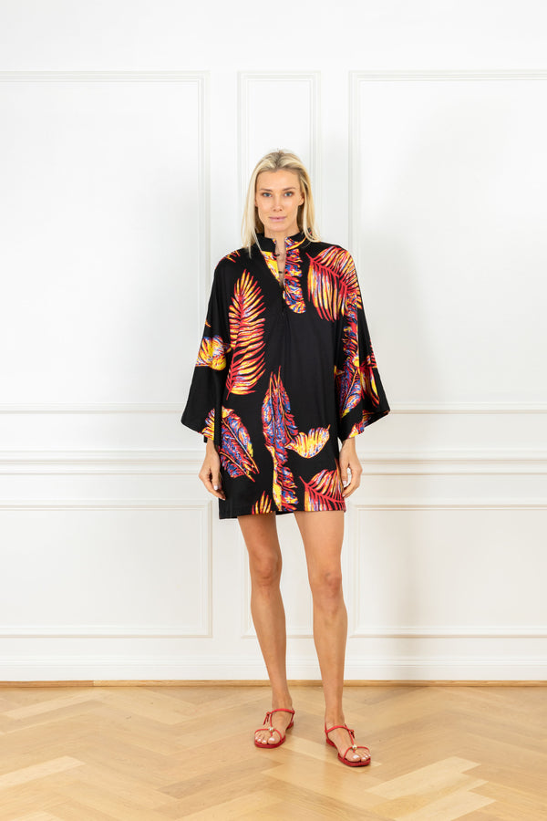 la vie Red Feather Mini Caftan