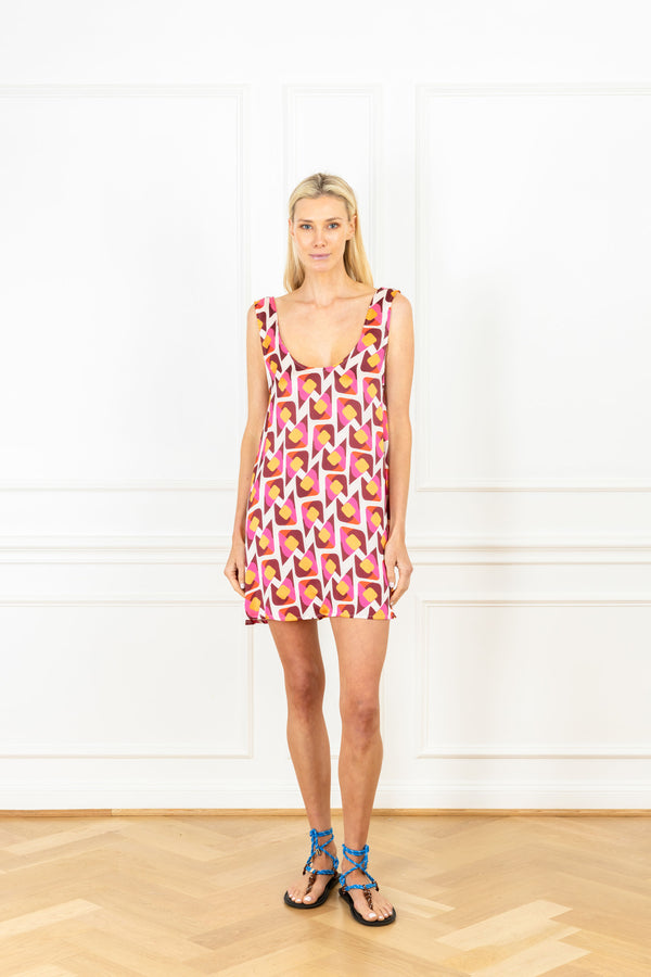 la vie Sangria Retro Satin Mini Swing Dress