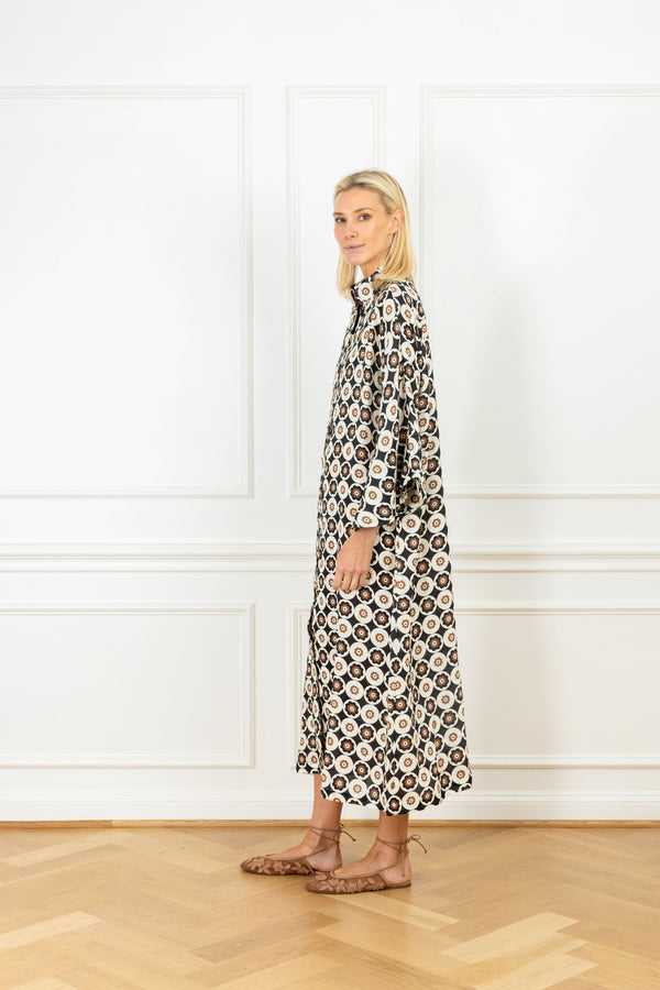 La Vie Sepia Mods Linen Maxi Open Front Caftan