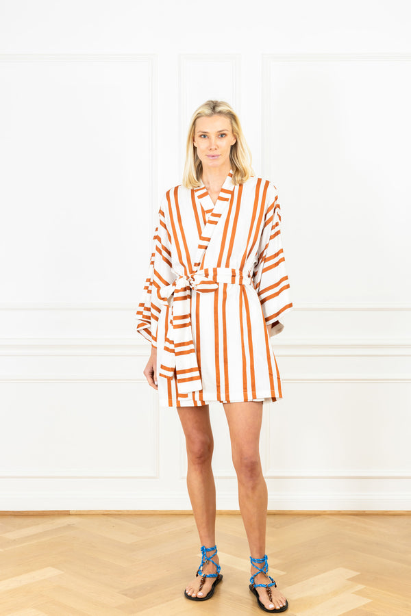 la vie Sienna Double Stripe Mini Wrap Dress