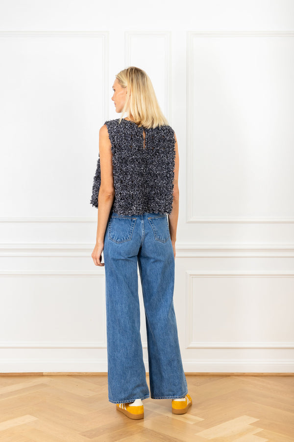 La Vie Speckled Floral Organza A-Line Top