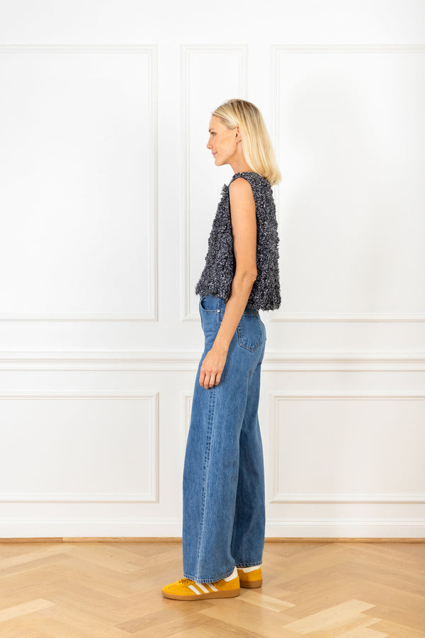 La Vie Speckled Floral Organza A-Line Top