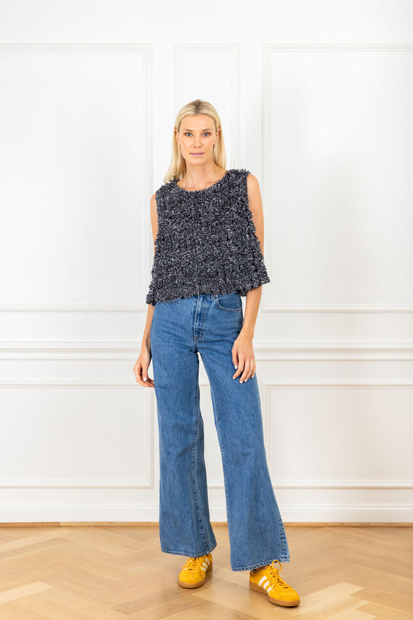 la vie Speckled Floral Organza A-Line Top