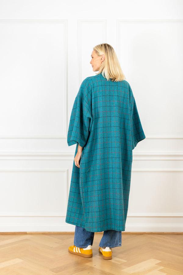 La Vie Teal Grid Maxi Duster