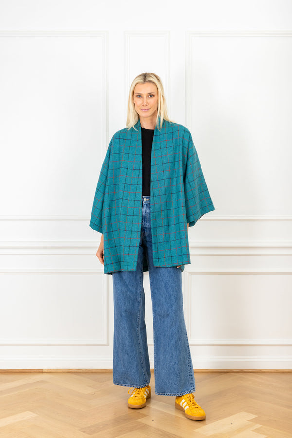 la vie Teal Grid Mini Duster