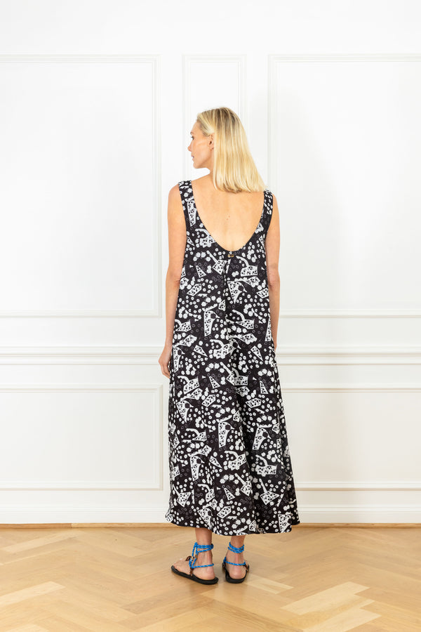 La Vie White Mini Florals Maxi Swing Dress