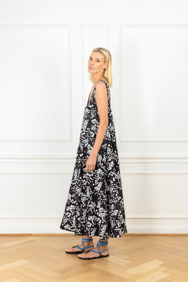 La Vie White Mini Florals Maxi Swing Dress