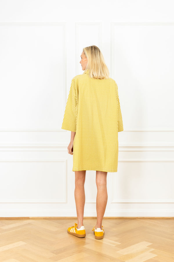 La Vie Neutral Stripe Seersucker Mini Everyday Dress