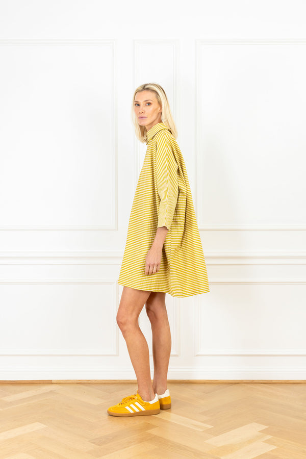 La Vie Neutral Stripe Seersucker Mini Everyday Dress