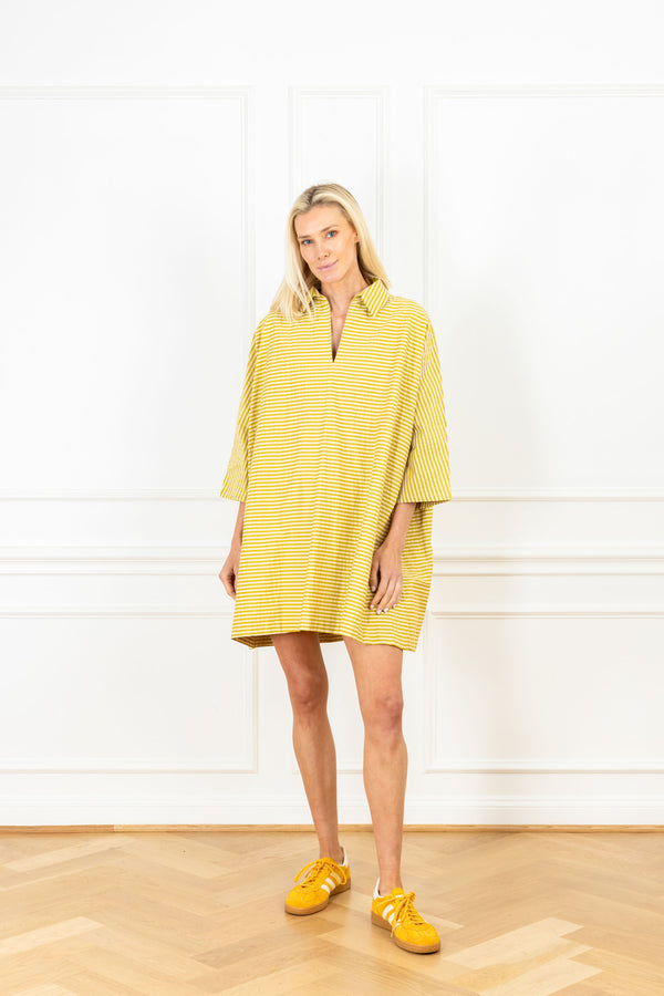 la vie Neutral Stripe Seersucker Mini Everyday Dress