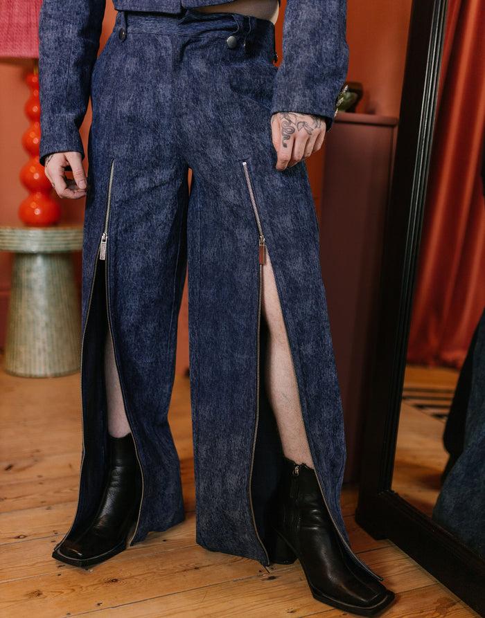 Labelrail JB-005 Zip Through Wide Leg Jean