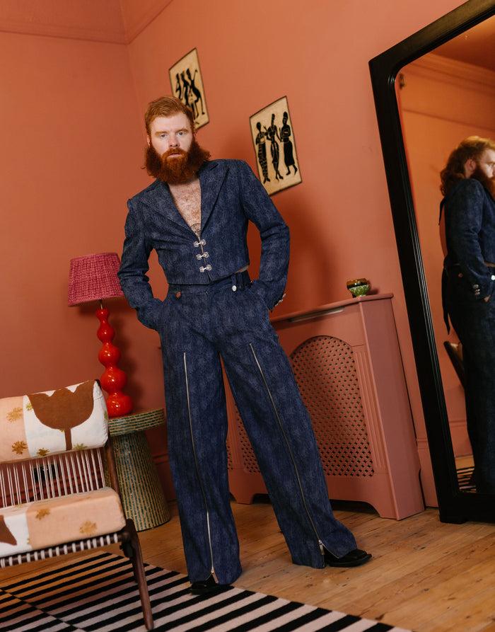 labelrail JB-005 Zip Through Wide Leg Jean