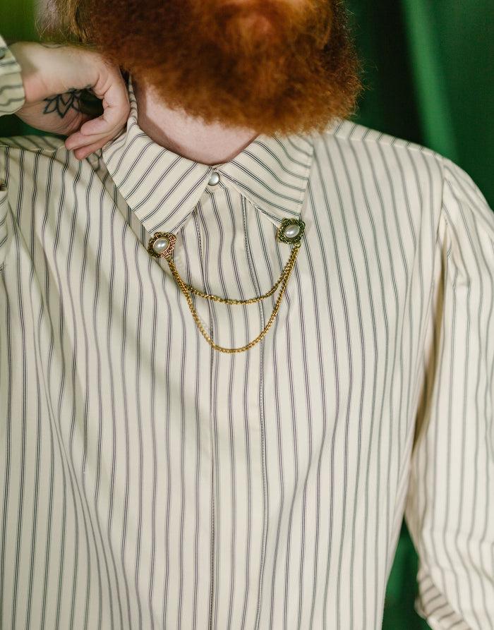 Labelrail JB-015 Pinstripe Peasant Sleeve Shirt