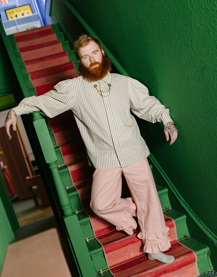 labelrail JB-015 Pinstripe Peasant Sleeve Shirt