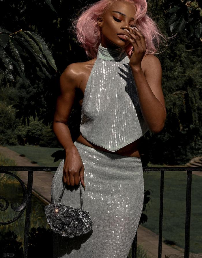 Labelrail JF-002 Sequin Halter Top