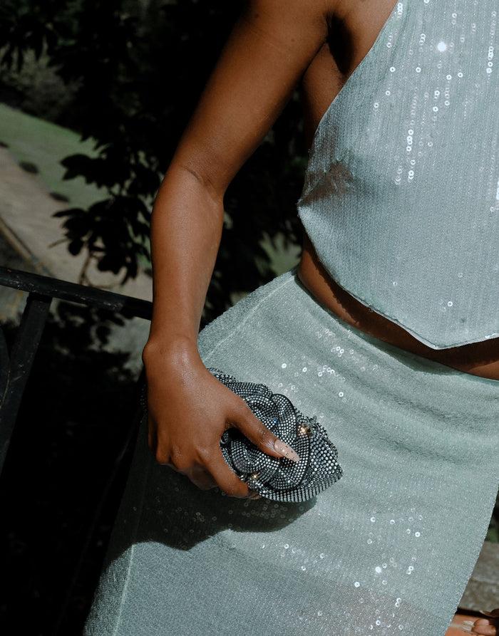 Labelrail JF-003 Sequin Column Maxi Skirt