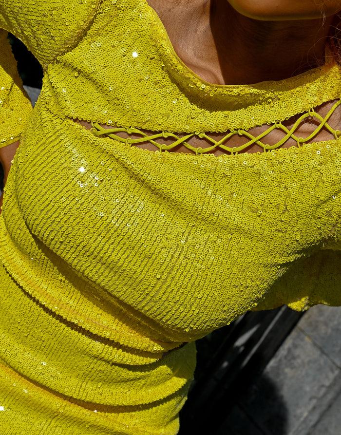 Labelrail JF-011 Sequin Front Split Mini Dress