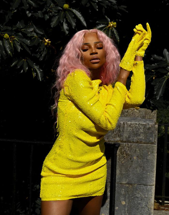 Labelrail JF-011 Sequin Front Split Mini Dress